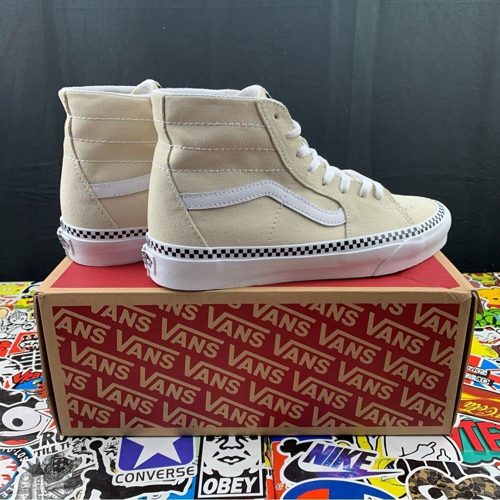 Vans Sk8-Hi Tan Checkered Tapered Women's Various Sizes - Picture 2 of 13